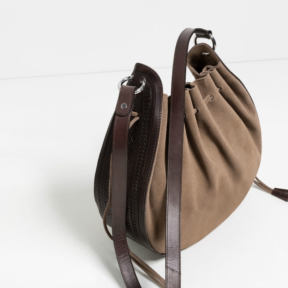 ZARA 100% LEATHER BAG EMBOSSED BRAND NEW WITH TAGS BLOGGERS FAV